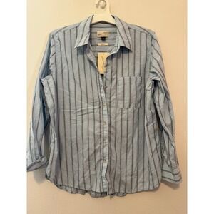 Universal Thread Womens Relaxed Fit Striped Button Down Shirt Blue Size M NWT